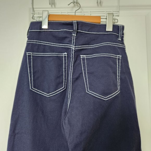 COPY - Straight Wide-leg Twill Dark Blue Pants - H&M - Picture 4 of 10